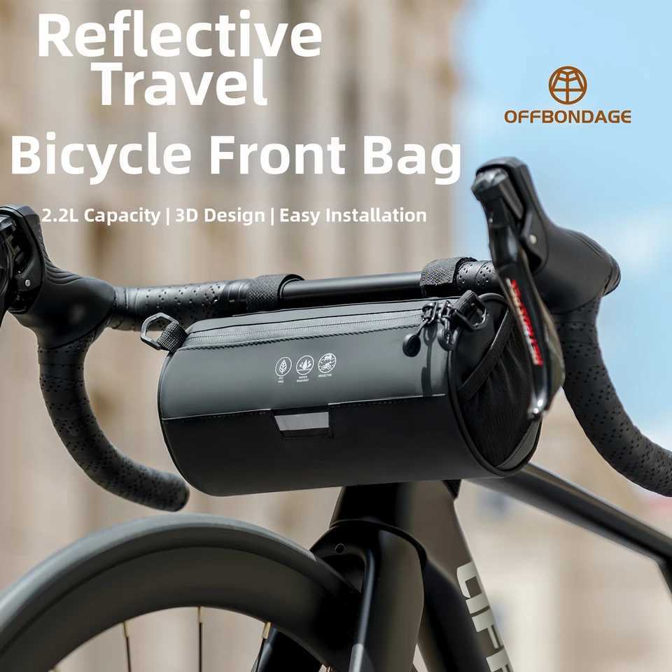 OFFBONDAGE Bicycle Front Bag Handlebar Pannier 27L Big Capacity Reflective Riding Storage Waterproof Cycling Frame Bag Portable H251029