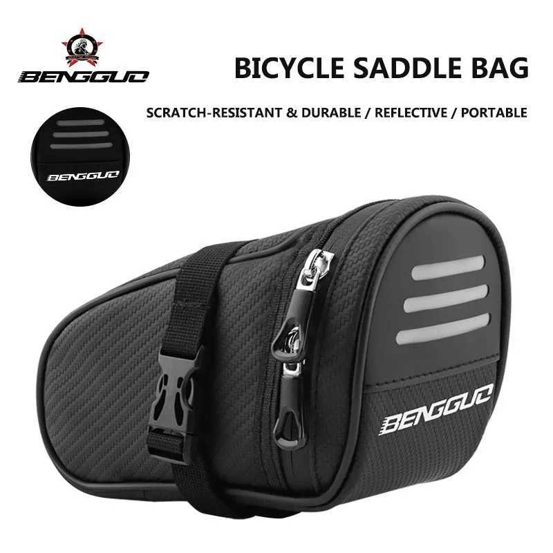 Waterproof Bicycle Saddle Bag Portable 1L MTB Rear Bag Reflective Bike Leather Storage Bag Bike Accessories H251029