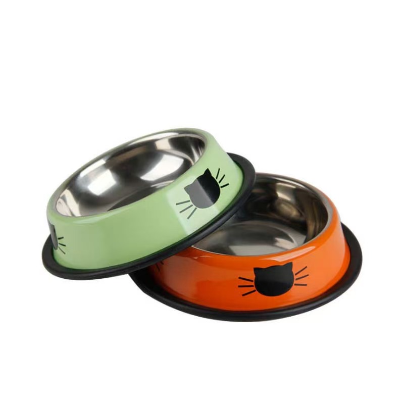 H1196 Non-slip stainless steel pet bowl, anti-tipping design, dropshipping available.