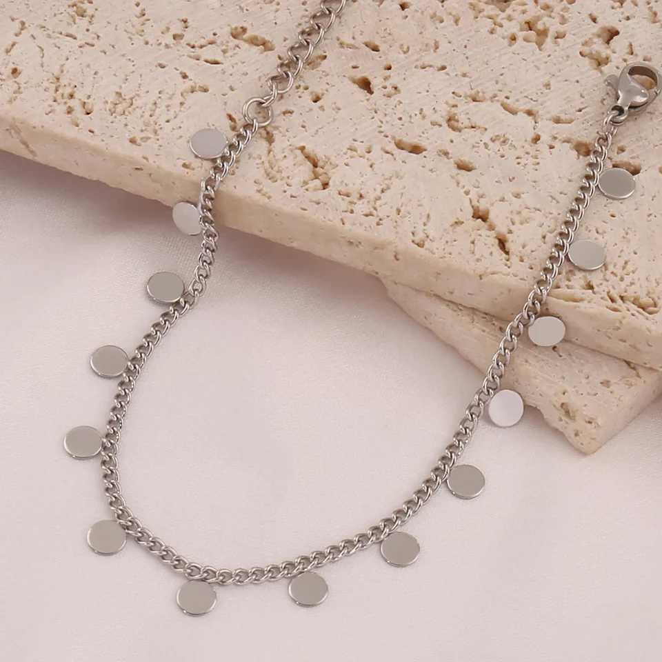 316L Stainless Steel Double Layered Round Coin Pendant Necklace For Women Fashion Simple Lip Chain Necklaces Female Jewelry GiftXJ251030