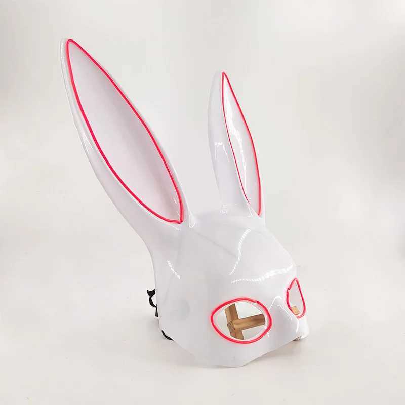 LED Sexy Rabbit Ears Mask Carnival Christmas Dance Party Masquerade Cosplay Rabbit Leather Mask Cute Bunny Long Mask For WomenW251029