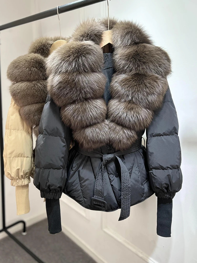 Janveny Large Natural Fox Fur Collar 90 White Duck Down Jacket Women Winter Puffer Coat Female Parkas Waterproof 251023