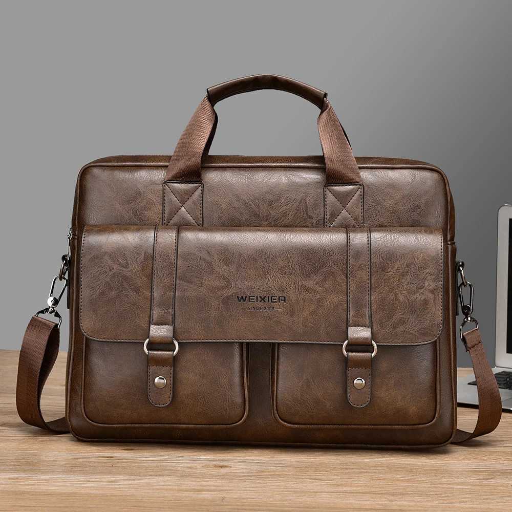 Mtiple Pockets Briefcase Mens Large Capacity Off Shoder Bag Waterproof Business Laptop Handbags Cmute Crossbody Bag Y251011