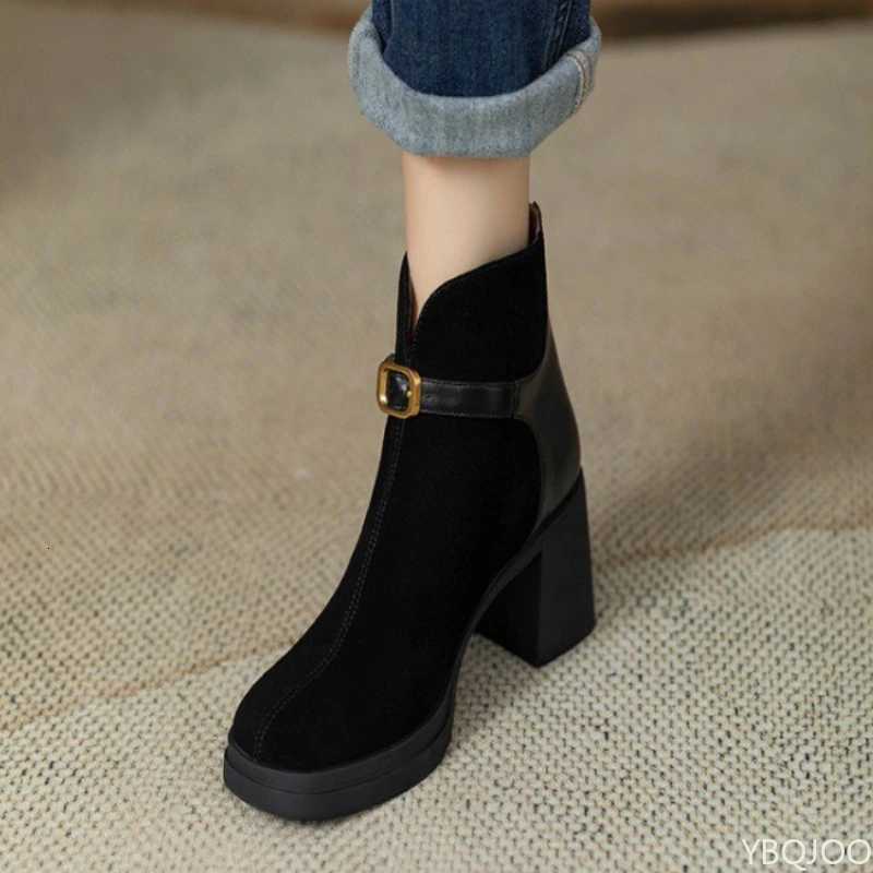 Fashionable versatile thick sole thick heel women boots autumn winter elegant simple high heels leisure comfortable women shoes Z251029