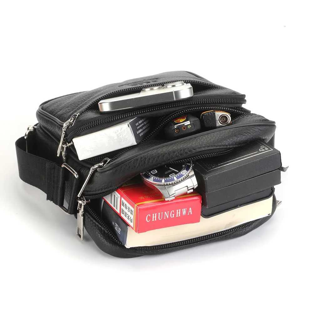 HighQuality Large Capacity Mens Messenger Bag Genuine Leather Crossbody Single Shoder Bag with MtiLayer Zipper Y251011