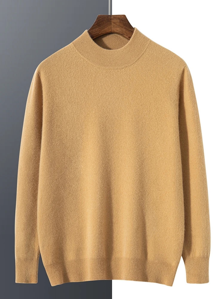 100 Pure Cashmere Mens Sweater MockNeck Pullovers Youth Leisure Long Sleeve Shirts Autumn Winter HighEnd PlusSize jacket 251017