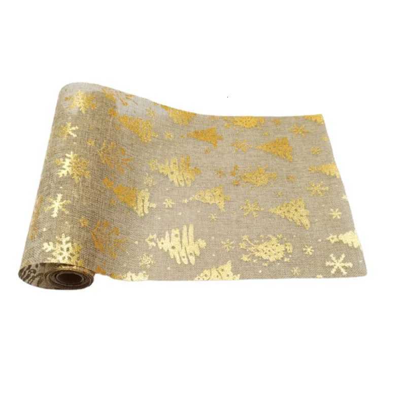 Christmas Tree Snowflake Gilding Table Runner Christmas Decoration Holiday Home Party Dining Table Insulation Cloth 11x108 inch C251030