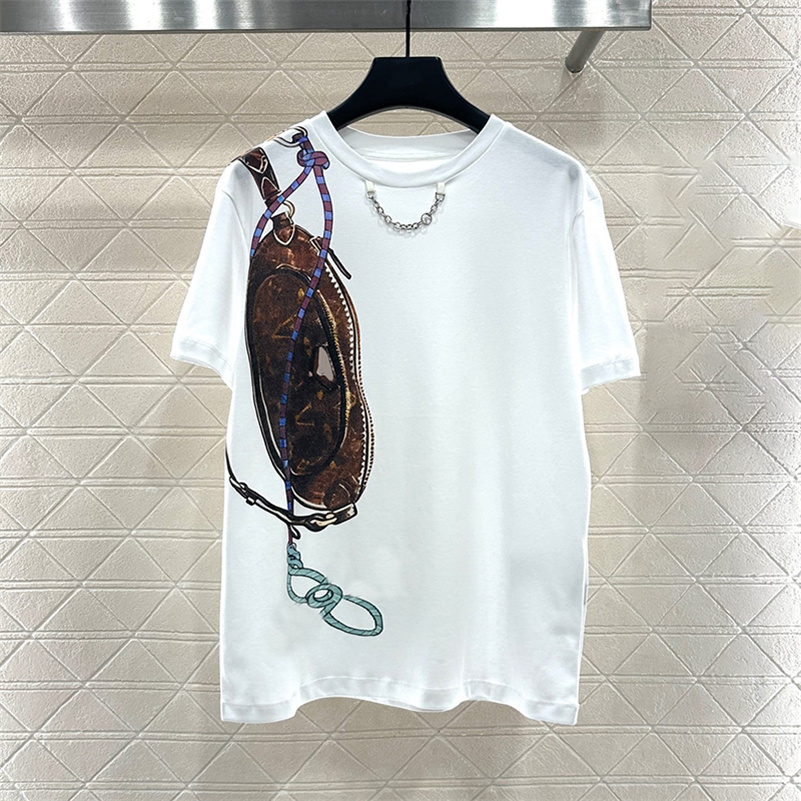 Brand Printed T Shirt Womens Designer Short Sleeve Loose Casual Tees Summer Designer Street Style Chain T Shirts