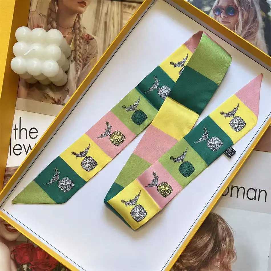 590cm Korean Version of Fashionable New Twill Decoration Womens Streamer Wrapping Bag Ribbon Silk Scarf Small Scarf W251029