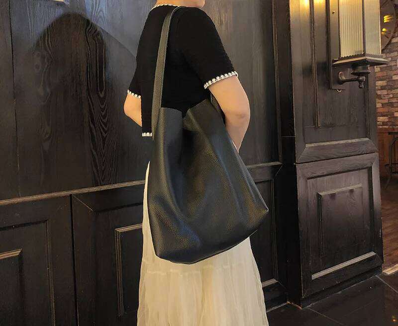 Designer bag 52 Women's leather armpit women's large capacity shoulder tote top layer cowhide commuter high-end sense bucket bag