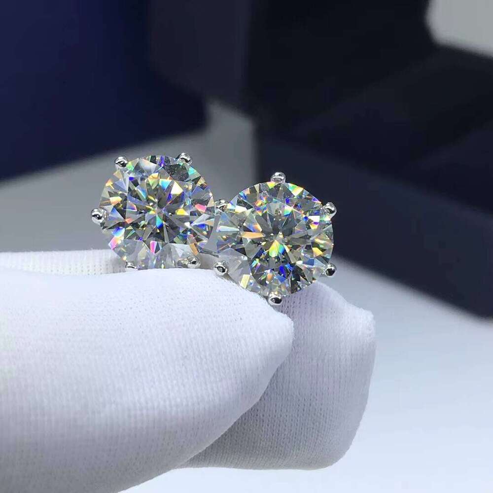 Sier Original Test Past Total 6 Carat Round Brilliant Cut D Color Moissanite Women's Earrings