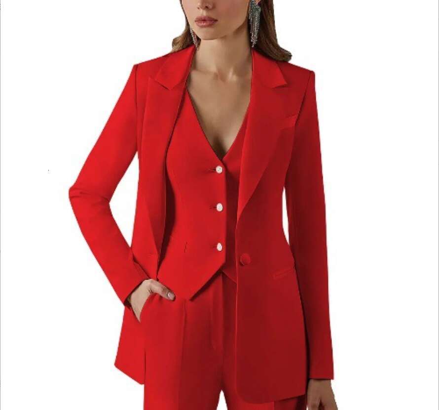 3piece plus size womens set with lapel jacket business vest and pants office formal party dance dress