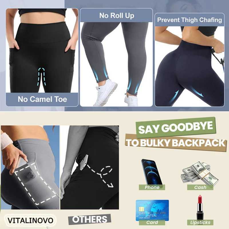 VITALINOVO Plus Size Leggings with Pockets for Women High Waisted Tummy Control Soft Stretchy Yoga Pants for Workout Running J251030