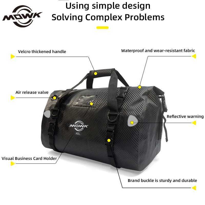 MOWK Motorcycle Tail Bags Waterproof Back Seat Bags 4066L Outdoor Cycling Reflective Motorbike Luggage Travel Bag Moto Dry Bags H251029