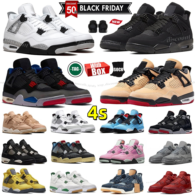 4s basketball shoes designer shoes 2025 black cat white cement pizza thunder orchid military blue unc neon 4 men shoes outdoor sports shoes women trainers with box