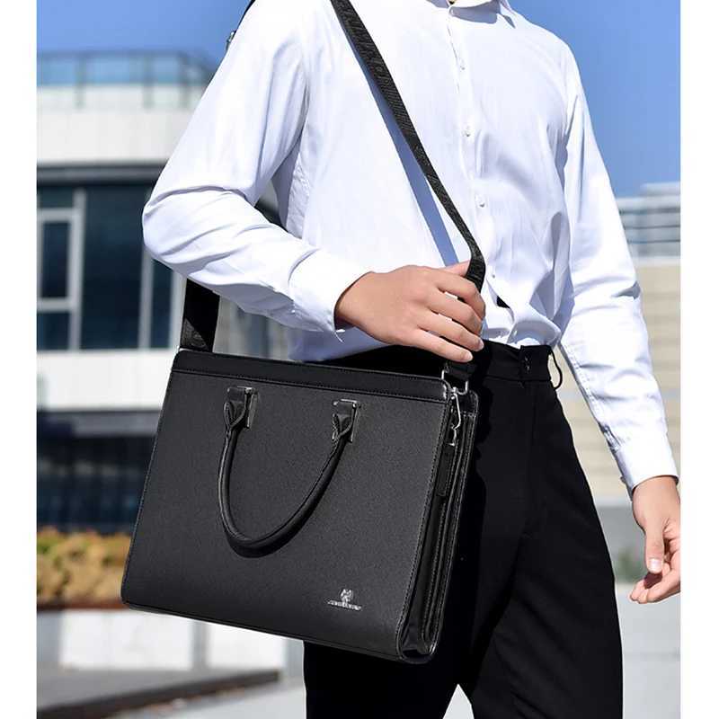 Mens Briefcases Bag Executives Designer PVC Business Off Shoder Square Side Laptop Messenger Crossbody A4 Documents Bag Y251011
