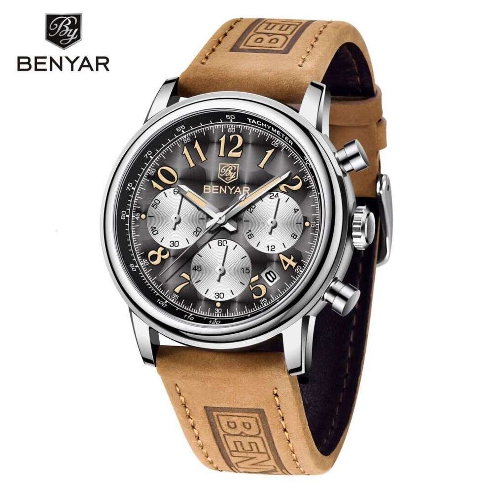 benyar binya new stainless steel pin buckle luminous calendar quartz sports watch for men by5190