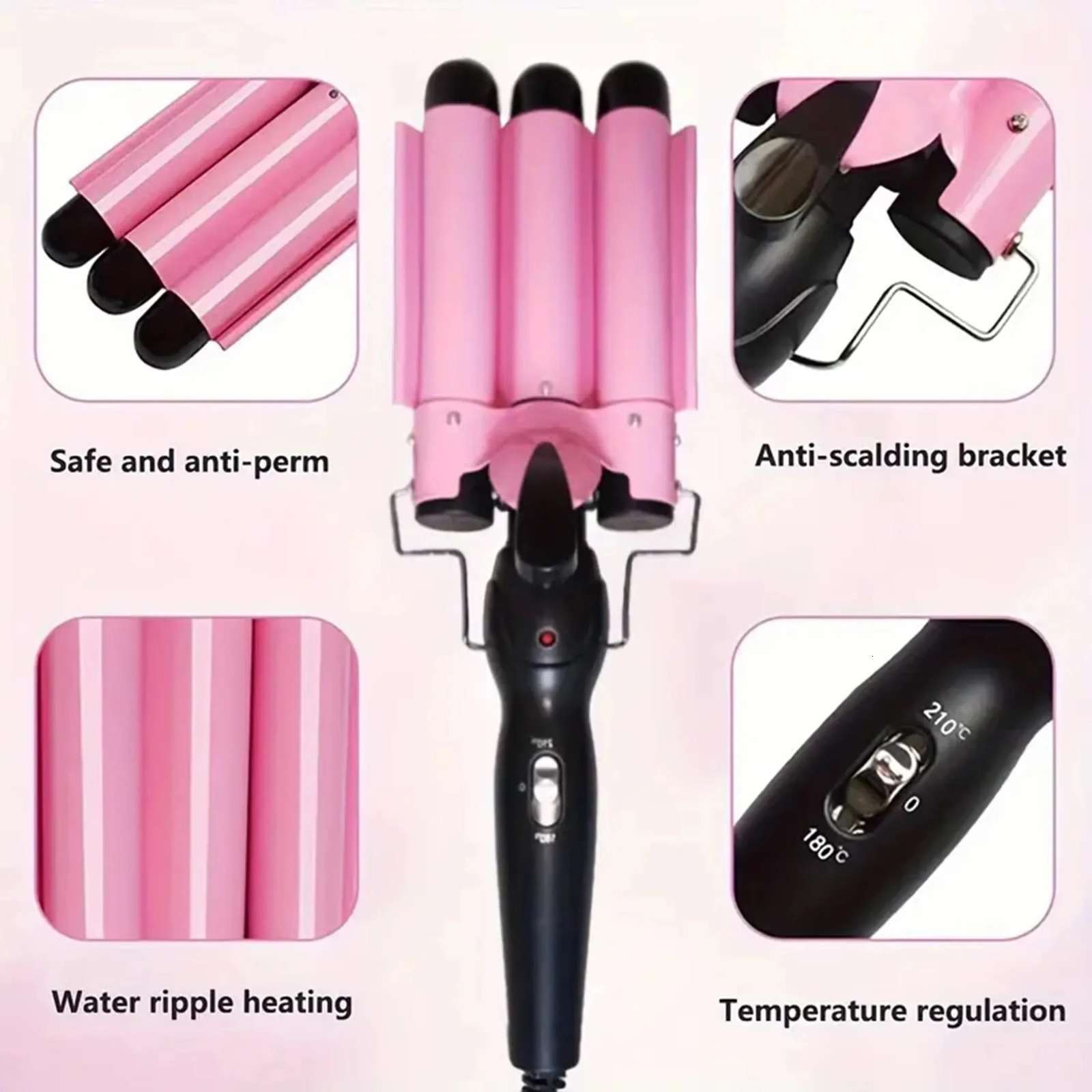 Three tube curly hair three tube wavy curls electric curling iron fast heating wavy straightener 251022