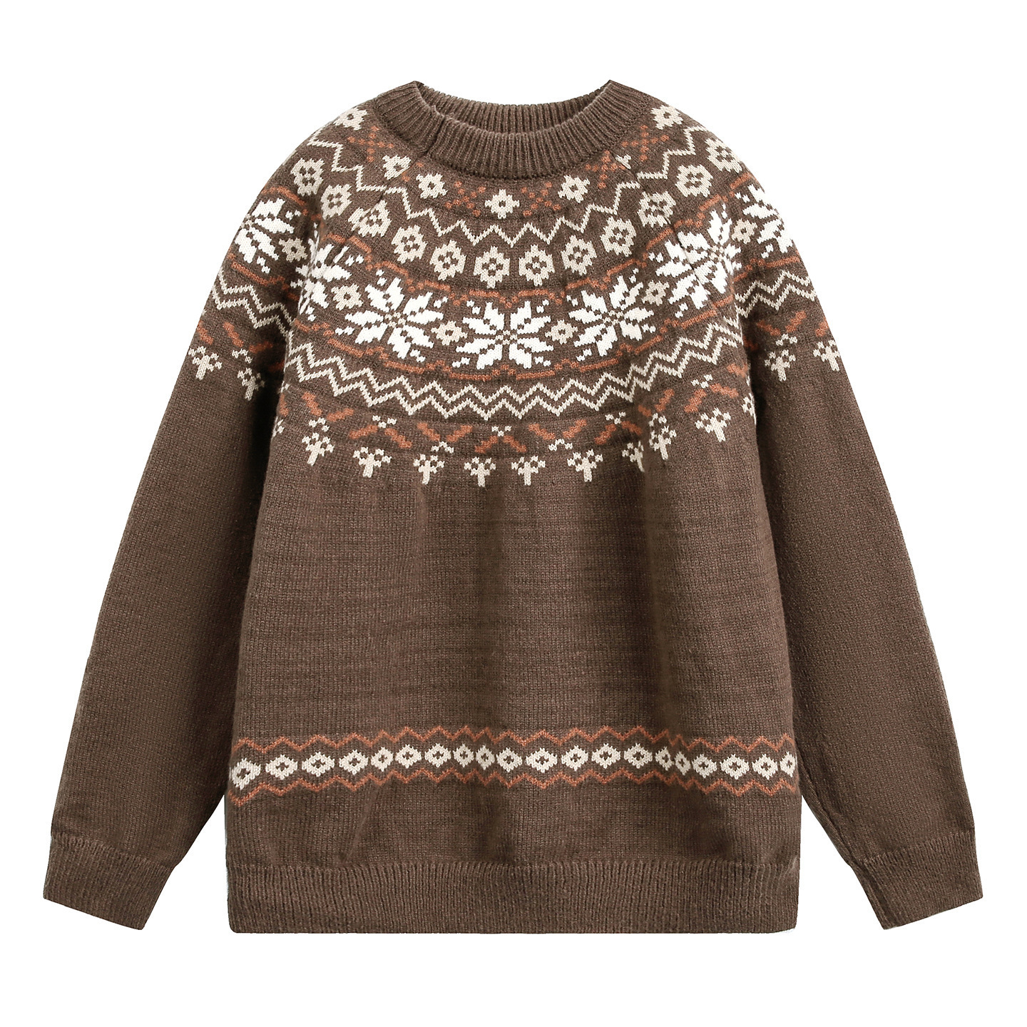 Fair Isle Ethnic Style Crew Neck Sweater Designer Sweater For Men New American Texture Versatile Pullover Knitwear For Autumn And Winter