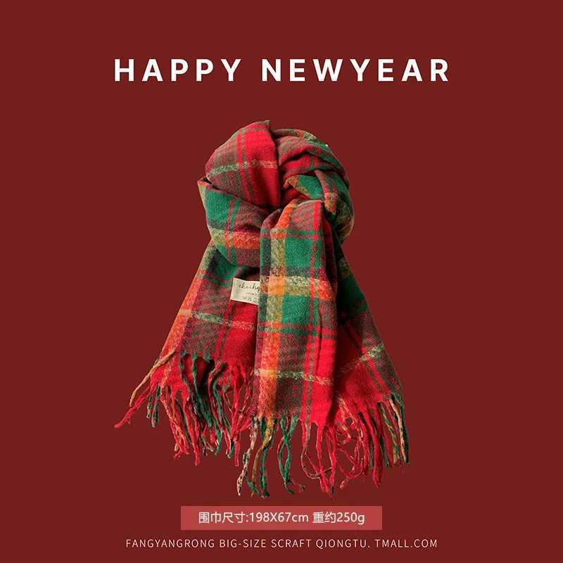 2025 AnkolaRed Xmas Scarf Thick Winter Warmth Festive Mood Shawl for WomenW251030