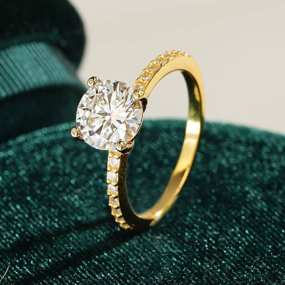 925 Sterling Silver Moissanite Diamond Scalloped Pav Diamond Fashion Moissanite Engagement Ring for Women Wedding Rings