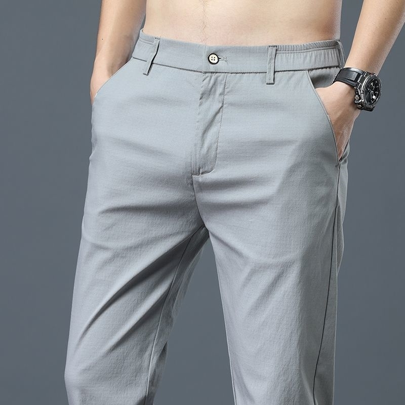 Ice Silk Mens Golf Midweight Casual Pants Sports Simple n Khaki Black Slim Straight Leg Stretch Trouse y251010