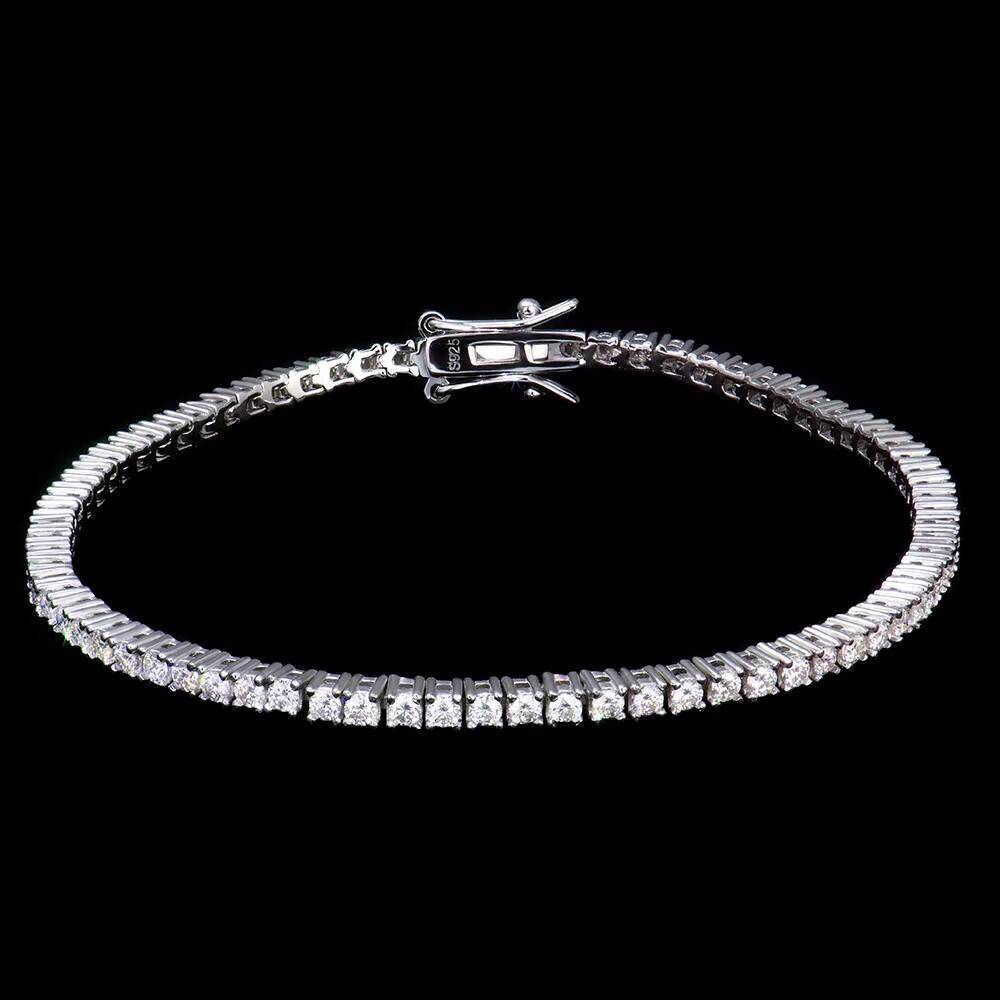 European American Mens S925 Sterling Silver Tennis Bracelet 3mm Moissanite Inlaid CrossBorder Handsome Boyfriend Jewelry