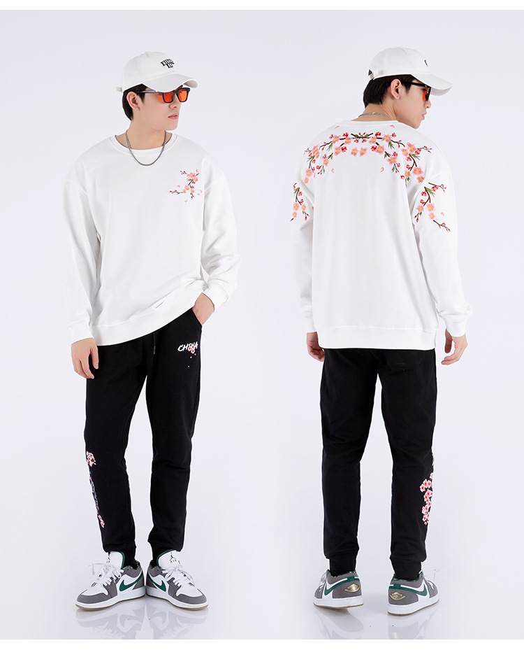 Plum Blossom Men's Hoodies Floral Embroidery Unisex Pullovers Sweatshirt For Men Loose Fit Autumn Quality Cotton Fashion Casual Oversized Luxury 