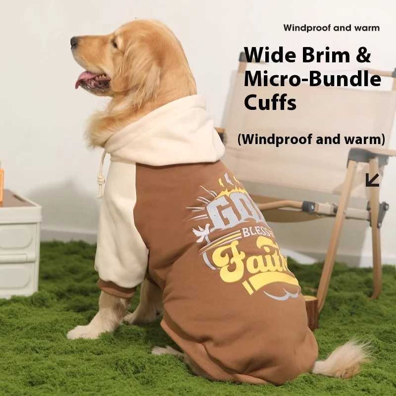 Large Dog Winter Clothes for Labrador Border CollieThermal Windproof et with Fleece Lining Warm Hoodie Style Coat for Cold C251030