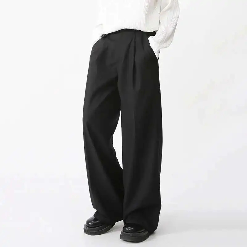 IEFB Mens Wear Spring Suit Pants Loose Straight Korean Fashion Simple Solid Color Male Casual Trousers Wide Leg 9A6959 251028
