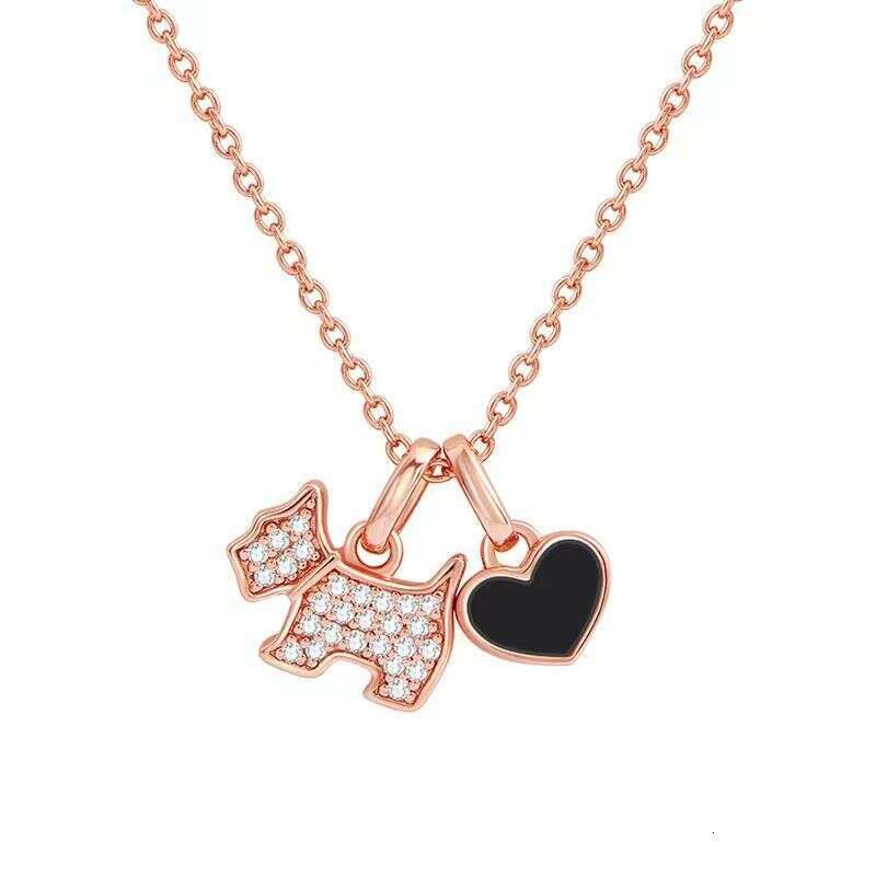 Full Dia Necklace for Women Cartoon Puppy Pendant with Inlaid Dias High-End Light Niche Heart Collarbone Chain
