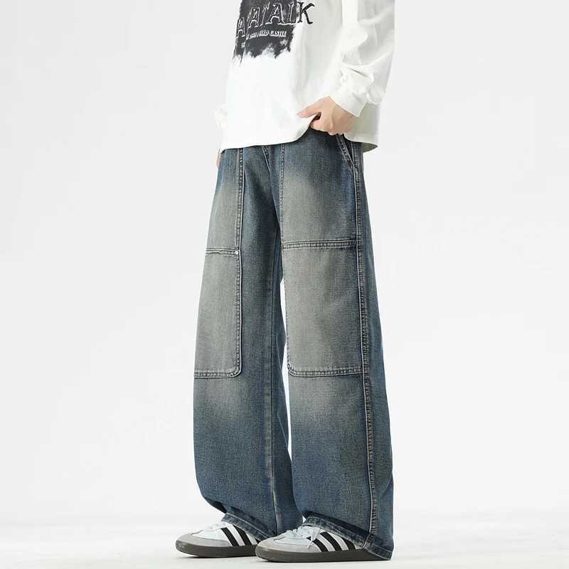 Highend Trend Personality 2025 Autumn and Winter Retro Casual Straight with Wide Legs Loose Nstyle Washed Machete Jeans J251030