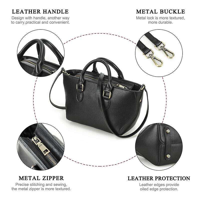 Contact's Genuine Leather Women Crossbody Top Handle Fashion Adjustable Strap Female Shoulder Bag Tote Handbag