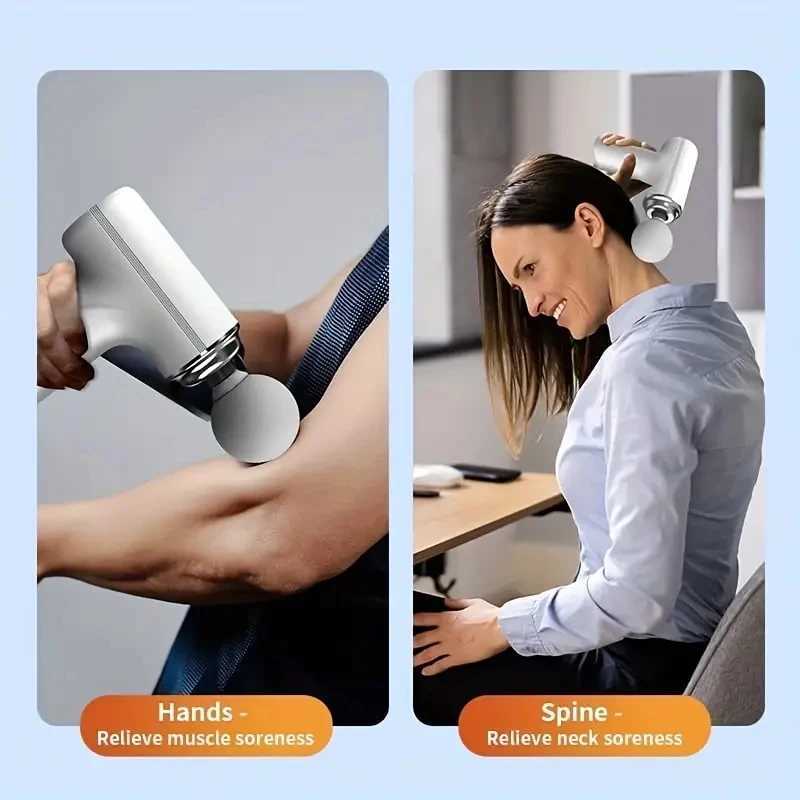 A Portable Electric Fascia Massage Gun 4 Replaceable Massage Heads 6Speed Mode Adjustment Deep Tissue Impact Muscles Reliev J251030