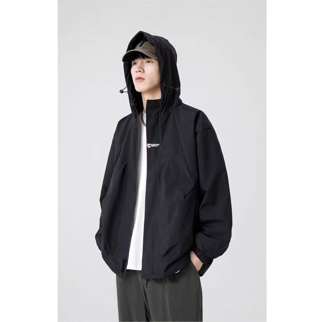 Men's Waterproof Jacket Workwear Trendy American Designer Coat Style Spring Autumn Thin Mountain Outdoor Hiking Windproof Coat