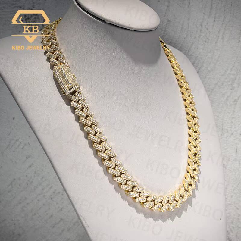Custom Big 21MM Width Moissanite Heavy Cuban Chain Silver Plated 18k Gold Men Hip Hop Necklace Moissanite Diamond Cuban Chain