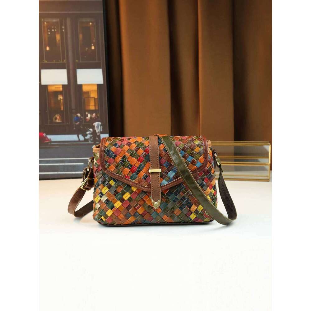 European And American Retro Trend Leather Piece Women's Shoulder Crossbody Small Square Bag