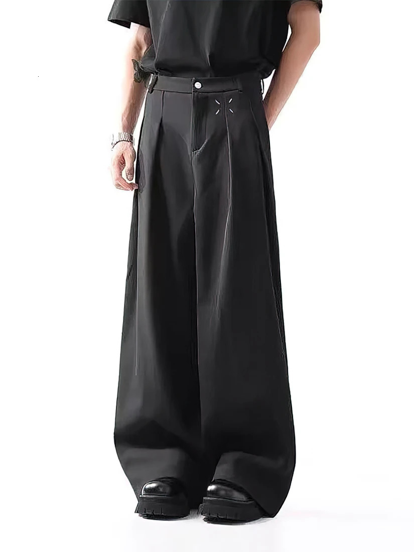 Black Baggy Pants Men Casual Wide leg Work wear Straight Trousers Male Drape Loose Cool Cargo Pants 251028