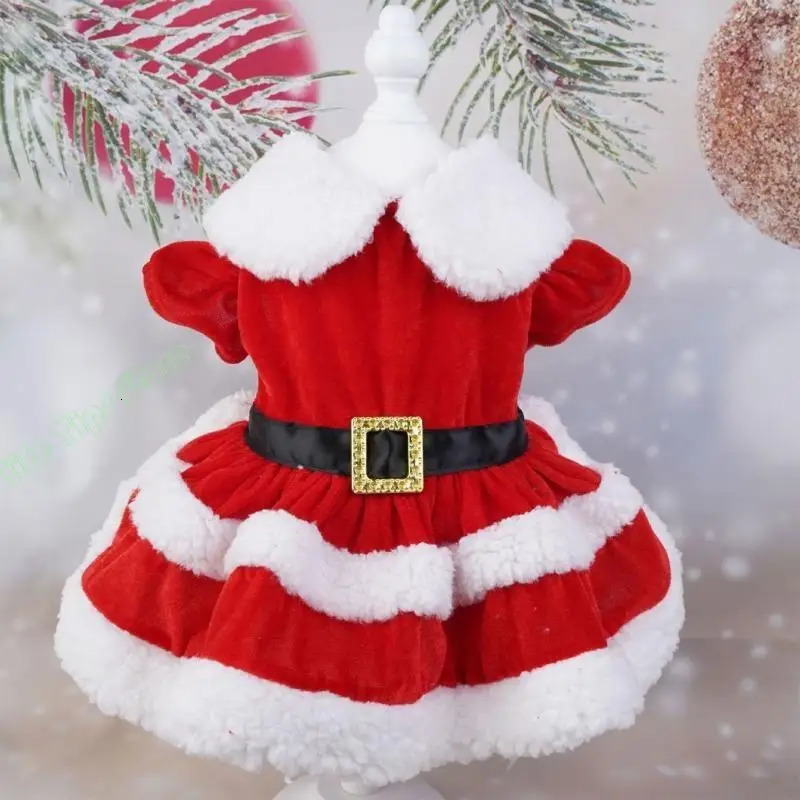 G5AB Winter Autumn Cosplay Santa Pet Dress Pet Skirt Christmas Party Dress for Pet 251029
