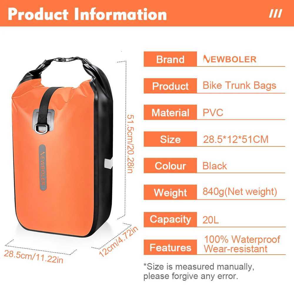 NEWBOLER 10L 20L Waterproof Cycling Bicycle Front Fork Bag Quick Release Bike Rear Seat Trunk Bag Bike Bag Bicycle Accessories H251029