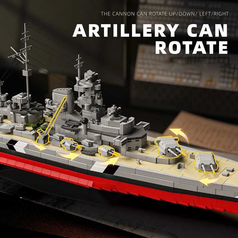 1300 WW2 Battle Ship Building Blocks Model MOC Building Toys Desktop Ornament Christmas Gifts for Boys Kids Adult 2686pcs BrickXJ251030