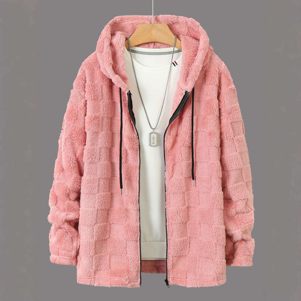 Winter Men's New Thickened Fleece Hooded Sweatshirt Trendy Casual Top Couple Zipper Jacket