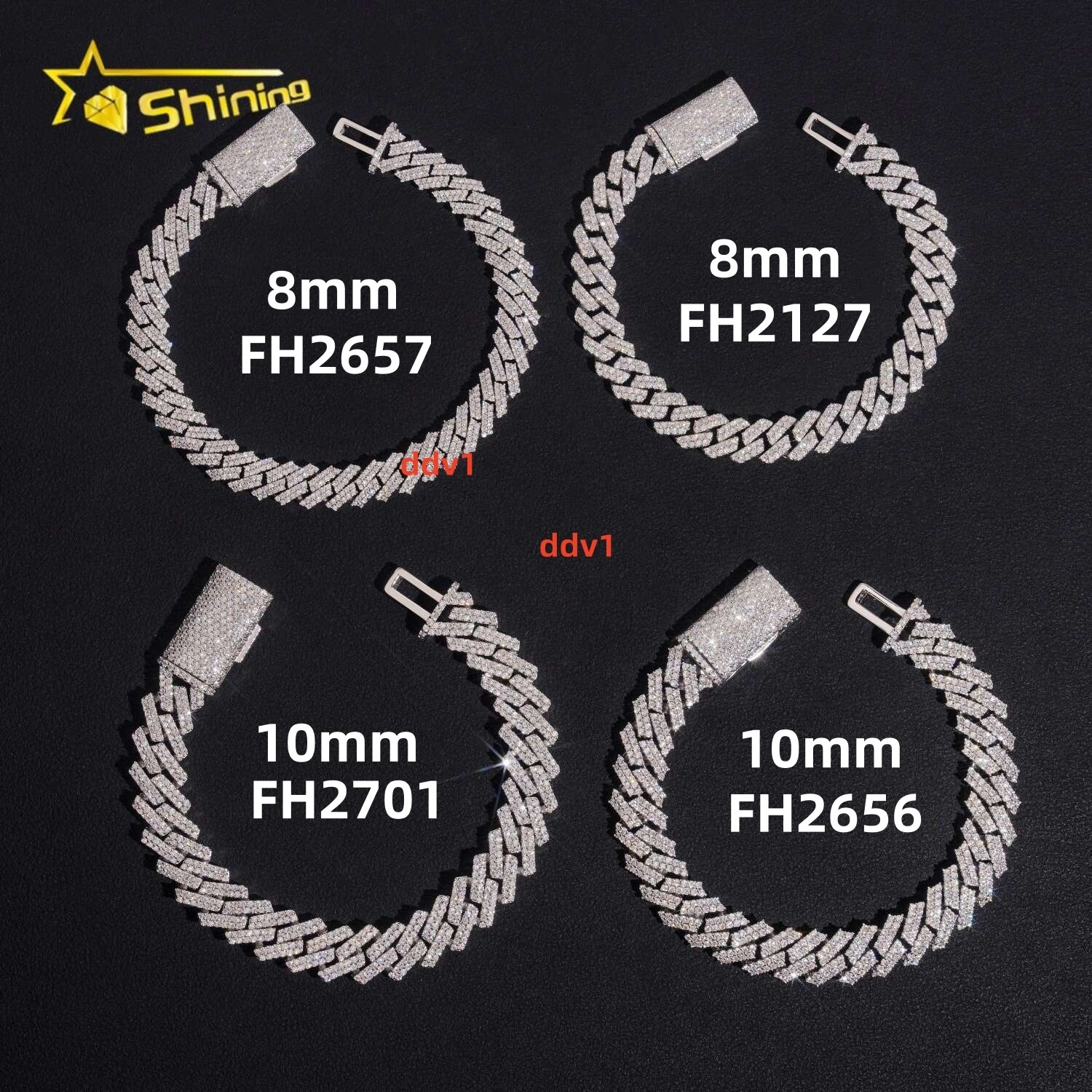 Iced Out 8mm 10mm 2rows Moissanite Cuban Link Bracelet Collection Hip Hop Jewelry Custom 925 Silver Bracelet for Men Designer's style
