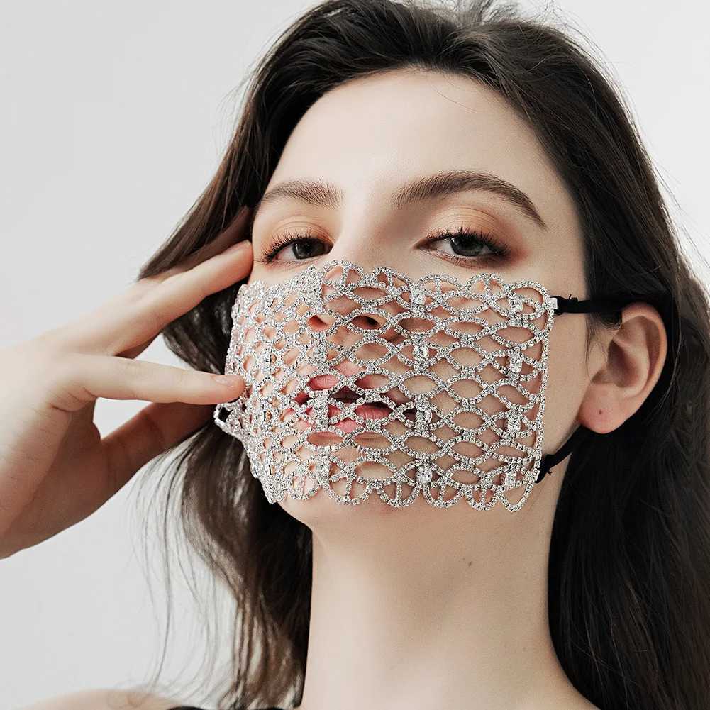 Fishnet Breathable Rhinestone Mask Halloween Mask Fashion Dress Up Everyday Jewelry Accessories Personalized MouthpieceW251029