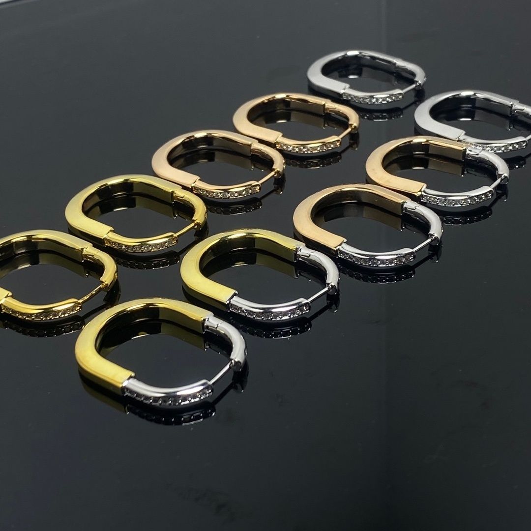 Designer earrings for woman Classic Luxury jewelry retro stud earrings minimalist fashion geometric oval shape earrings wedding party Jewelry lover gift