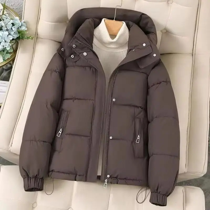 2025 Fashion Short Casual Down Cotton Jacket Women Parkas Hooded Korean Style Winter Cotton Clothing Female Coat Outerwear 251030