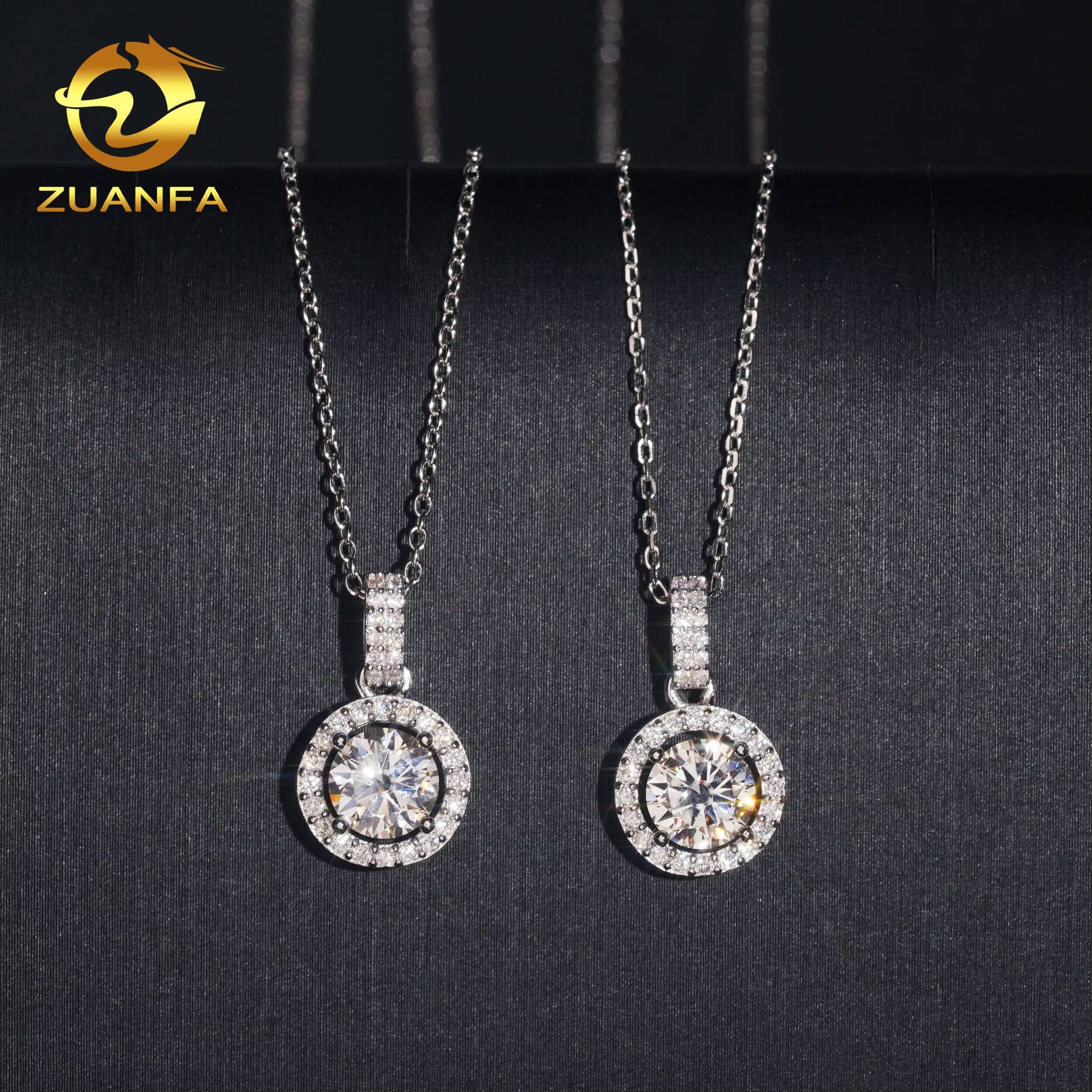 Local Stock Fast Shipping 925 Sterling Silver 1ct Moissanite Fashion Womens Pendant Necklaces