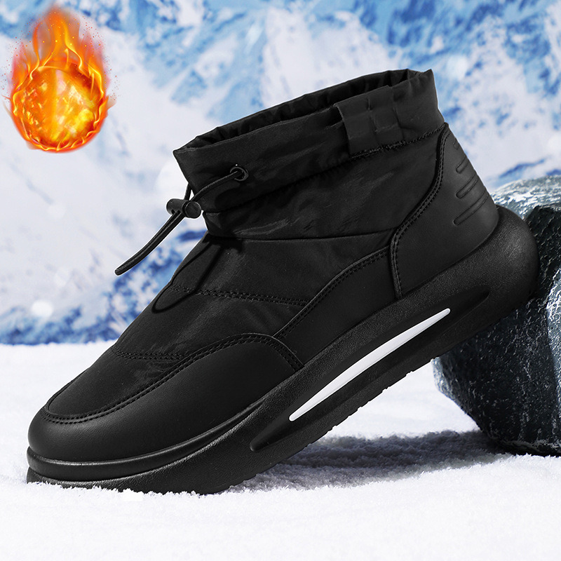 New men's snow boots with winter wool lining and warm boots, high top waterproof and anti slip down shoes, men's bread shoes, designer shoes