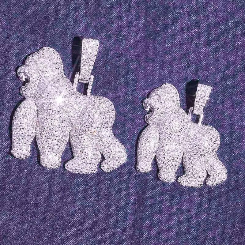 GRA D Color Iced Out Moissanite Mens Cluster Gorilla Pendant With 925 Sterling Silver Pass Diamond Tester