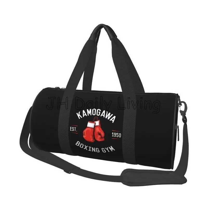 Kamogawa Boxing Gym Print Round Travel Bags Sport Gym Yoga Duffle Bag with Shoe Compartment Wet Pocket for Men Women H251029
